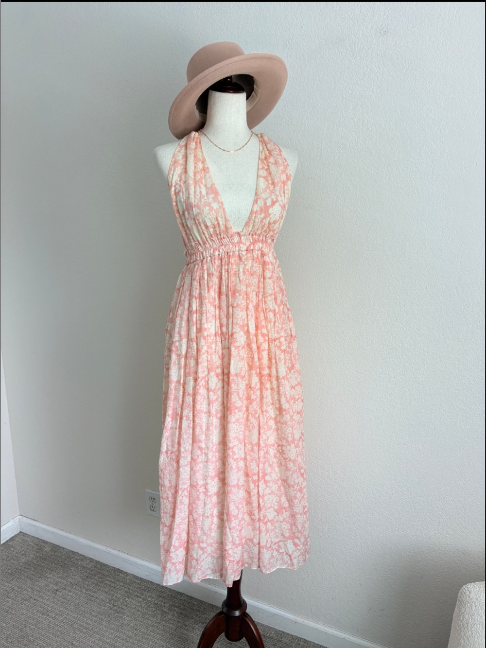 LoveShackFancy Silk Blend Floral Halter Maxi Dress - Picture 4 of 11